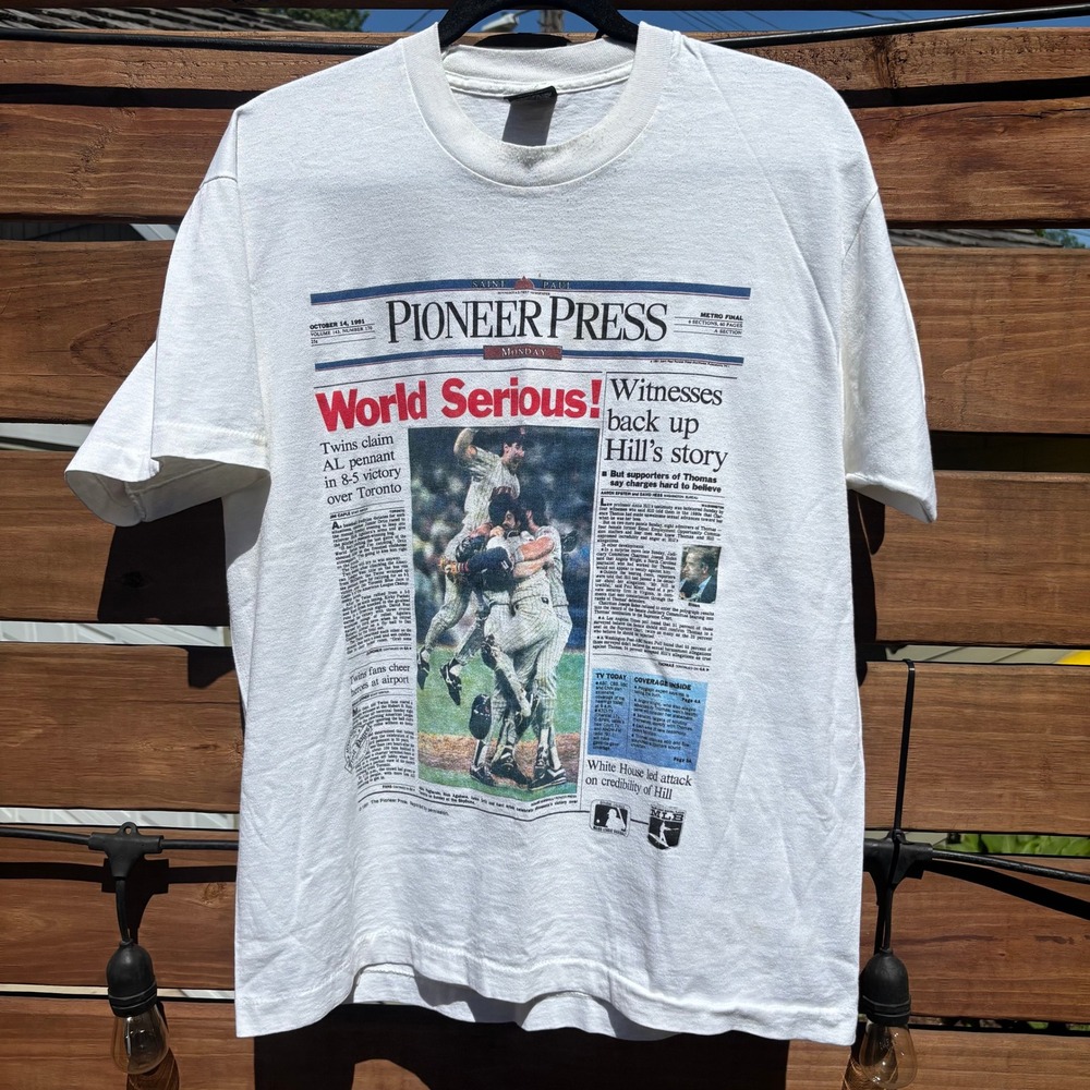 Screen Stars T-Shirt Mens XL White Vintage 1991 Minnesota Twins World Series